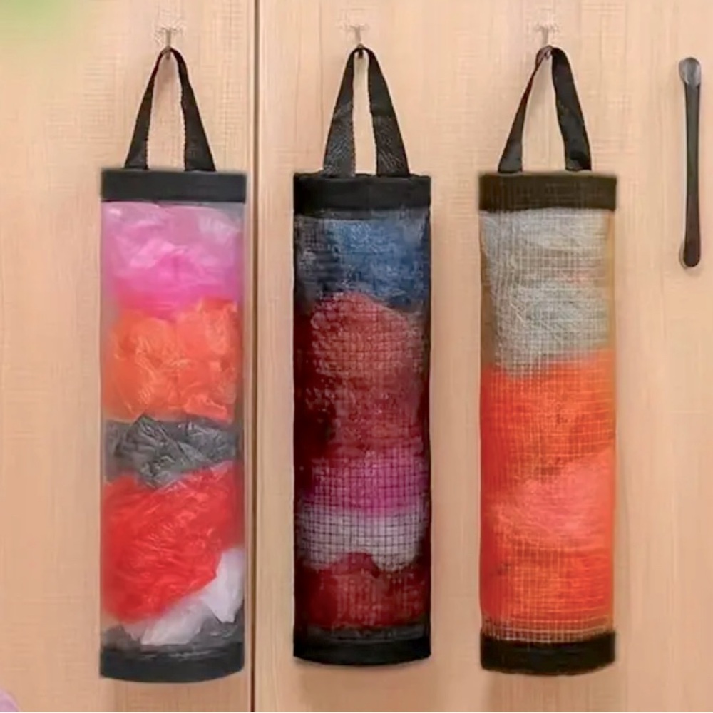 NEW 1pc Foldable Mesh Bag Holder Space-Saving Storage Dispenser for Plastic Bags